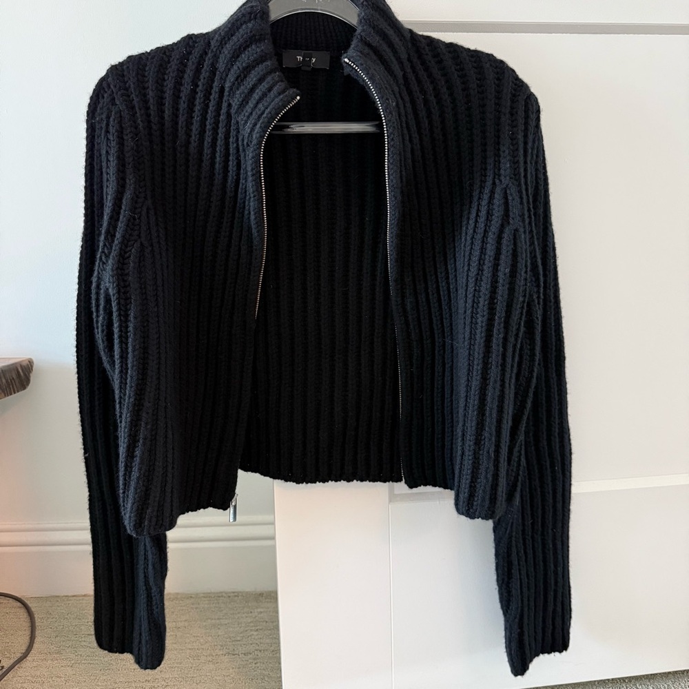 THEORY Wool Cashmere Zip-Up Cardigan - Picture 4 of 9
